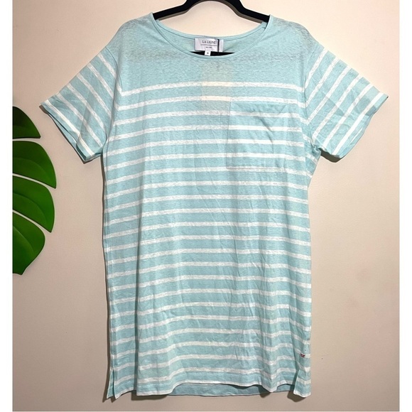 LA LIGNE NWT Edie Knit Dress Pale Blue Ivory 100% Cotton Medium - Picture 7 of 13